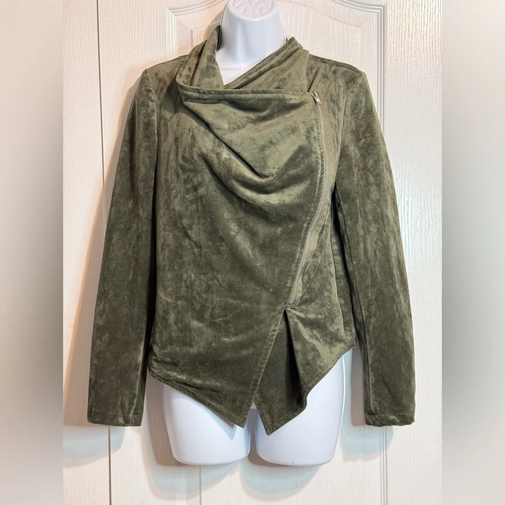 Lulus Wild at Heart Olive Green Vegan Suede Moto Jacket 🫒✨ - Picture 5 of 8